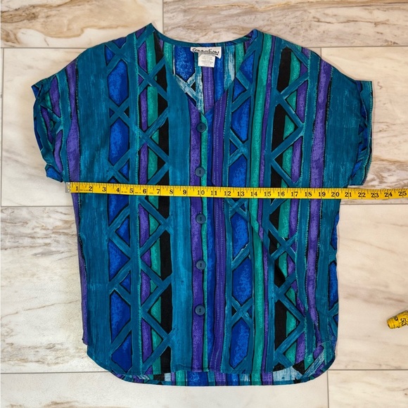 Vintage Connections Related Separates Abstract Geometric Button Down Shirt - Med - Picture 4 of 7